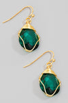 Fame Wire Wrapped Glass Gem Dangle Earrings Drop Earrings Trendsi Green One Size 