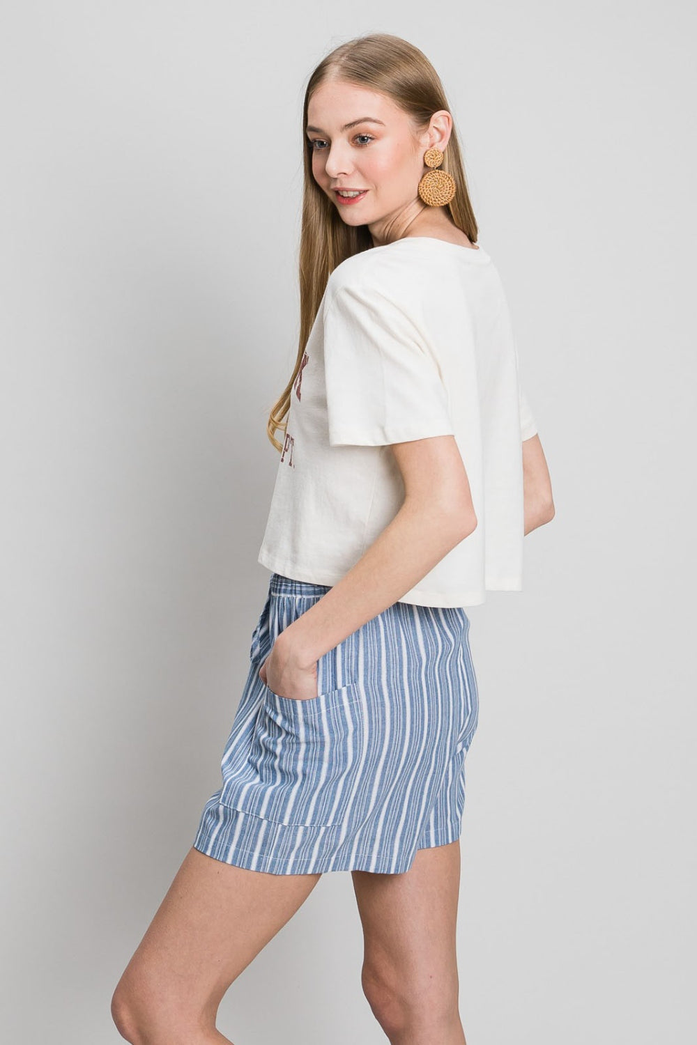 Cotton Bleu by Nu Label Yarn Dye Striped Shorts Shorts Trendsi   