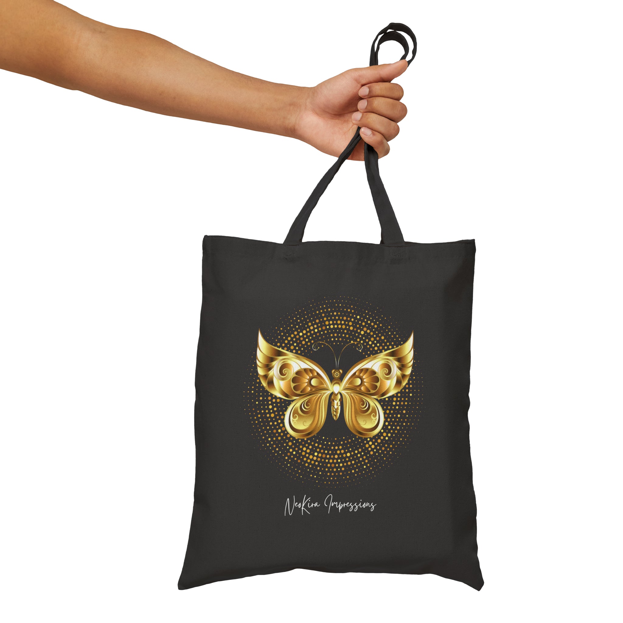 GOLDEN BUTTERFLY Cotton Canvas Tote Bag Tote Bag Printify   