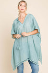 Cotton Bleu by Nu Label Tassel Hem Hooded Cover Up Cover Up Trendsi Mint S 