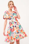 And The Why Square Neck Puff Sleeve Floral Dress Mini Dress Trendsi Multi S 