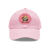 TIME TO WINE DOWN Dad Hat with Leather Patch (Round) Caps Printify Light Pink / Pink patch Circle One size