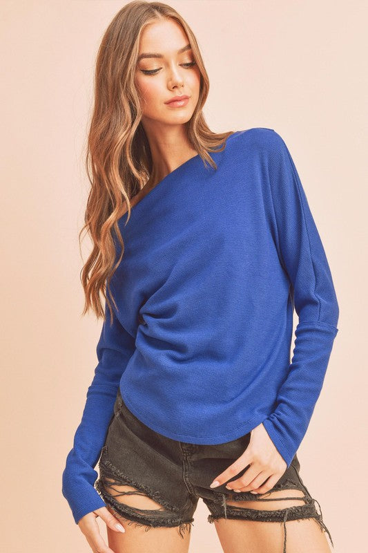 Aemi + Co One Shoulder Long Sleeve Knit Top - NeoKira Unlimited
