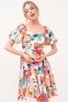 And The Why Square Neck Puff Sleeve Floral Dress Mini Dress Trendsi   