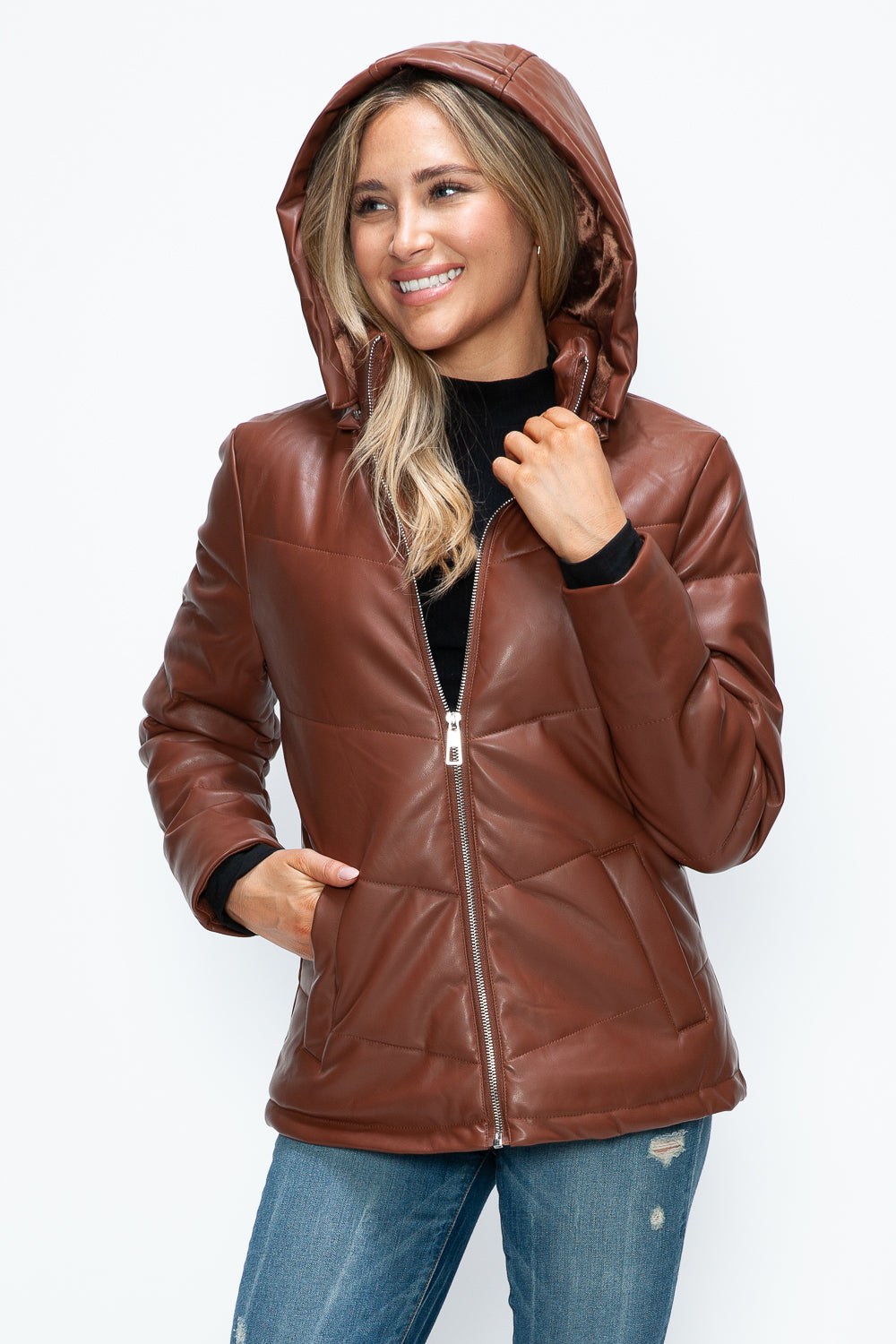 How Dare U Pocketed Zip Up Puffer Jacket with Removable Hood - NeoKira Unlimited