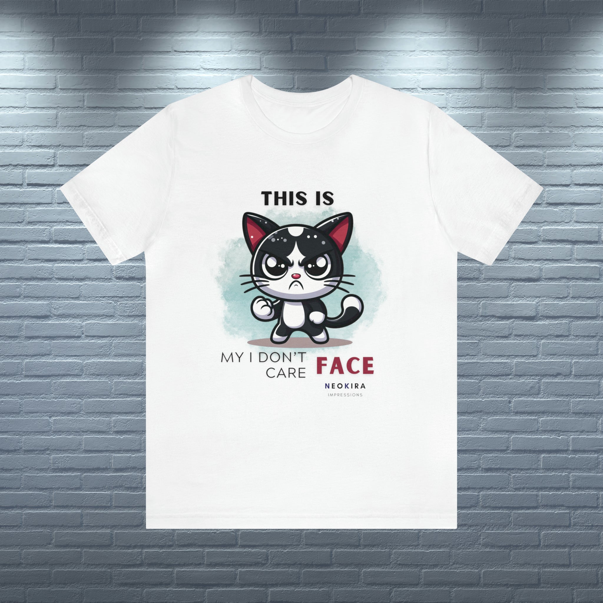 THIS IS MY I DON'T CARE FACE Unisex Jersey Short Sleeve Tee T-Shirt Printify White XS 