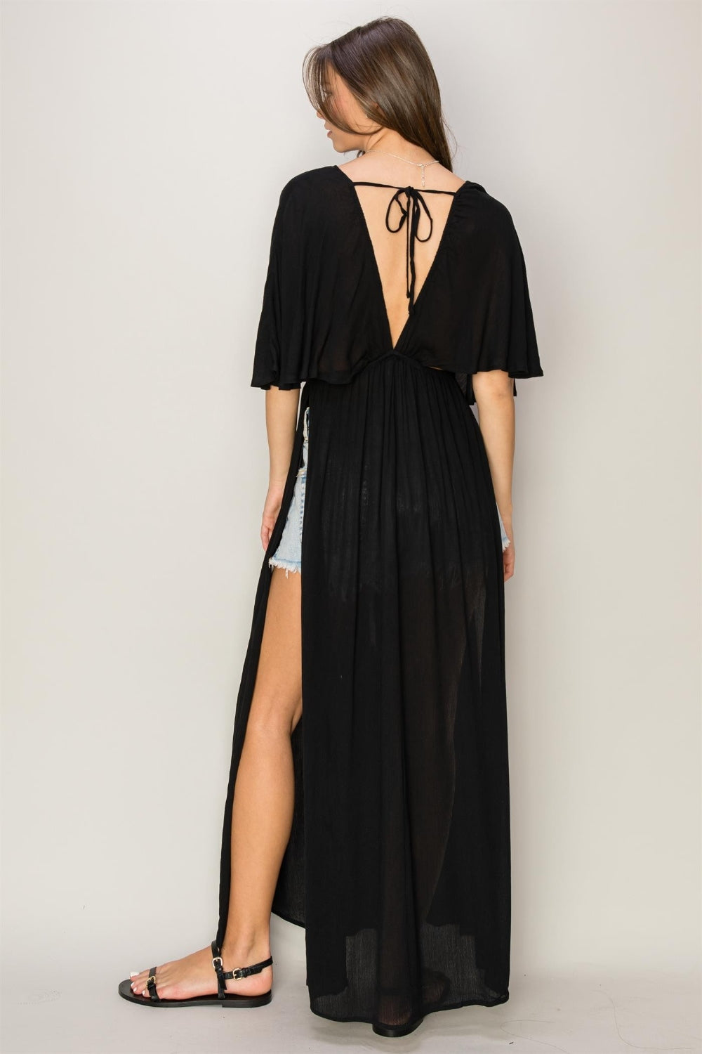 HYFVE Tie Back Maxi Split Cover Up Dress Cover Up Trendsi   