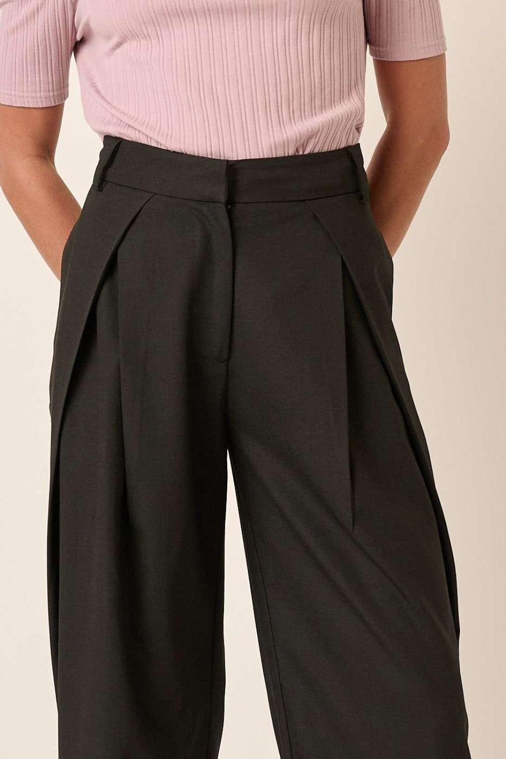 Mittoshop Deep Pleated High Waisted Wide Leg Pants - NeoKira Unlimited