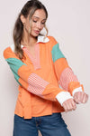 Hailey & Co Color Block Top with Striped Panel Top Trendsi   