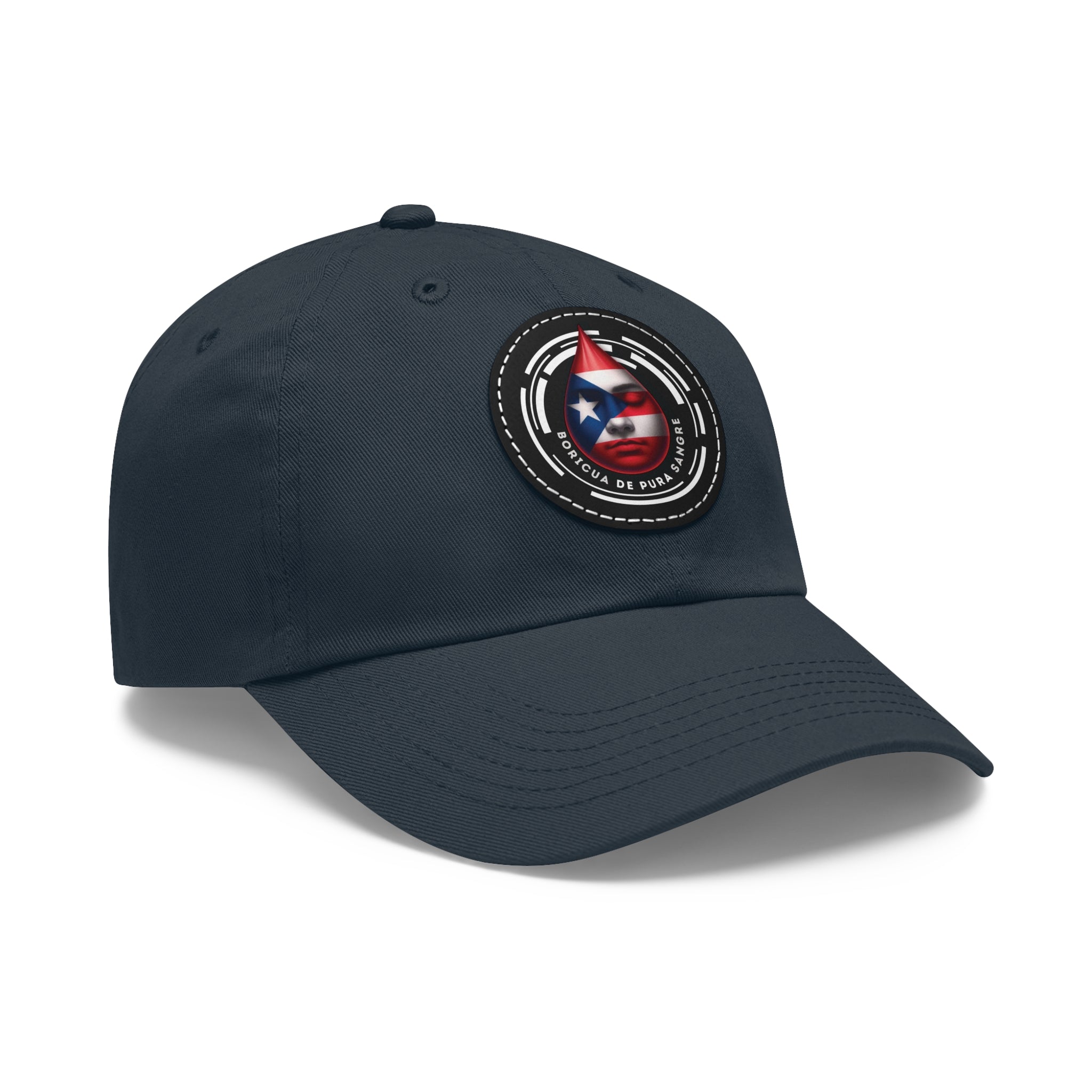 BORICUA DE PURA SANGRE Dad Hat with Leather Patch (Round) Caps Printify   