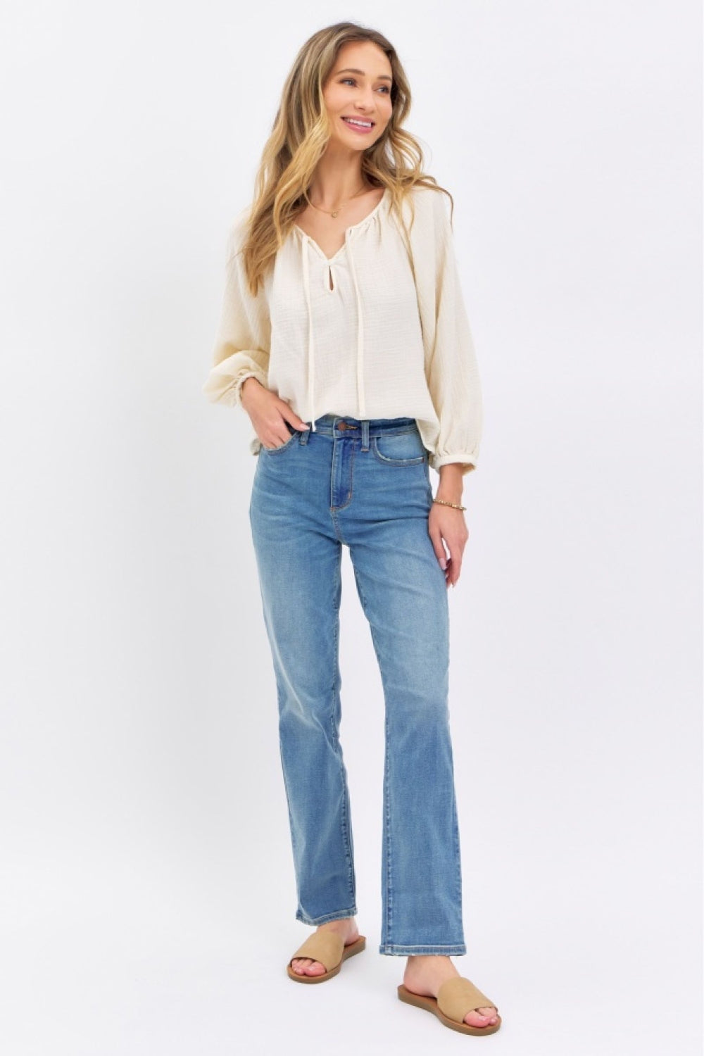 Judy Blue Full Size High Waist Straight Jeans Jeans Trendsi   