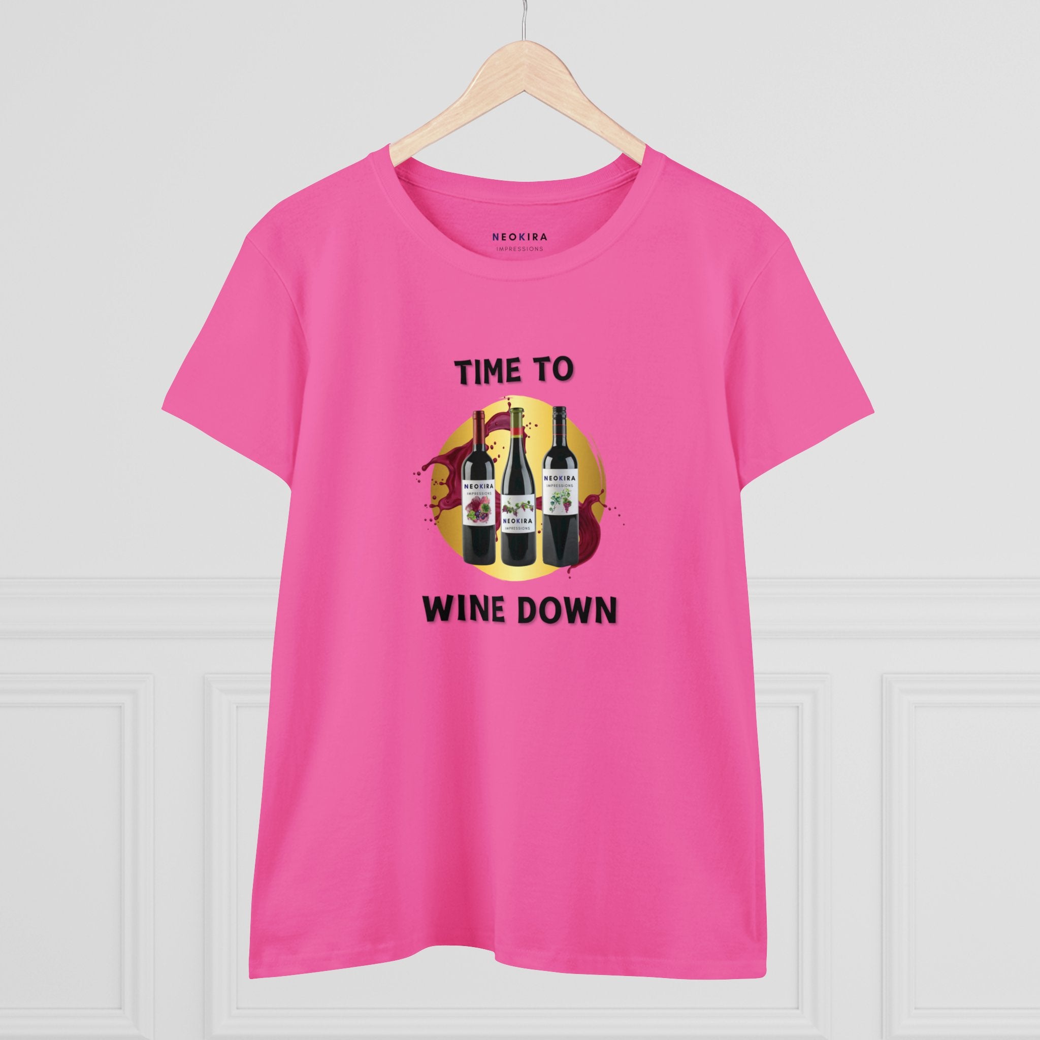 TIME TO WINE DOWN Women's Midweight Cotton Tee T-Shirt Printify   