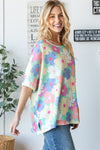 HOPELY Floral Waffle Oversized T-Shirt T-Shirt Trendsi   