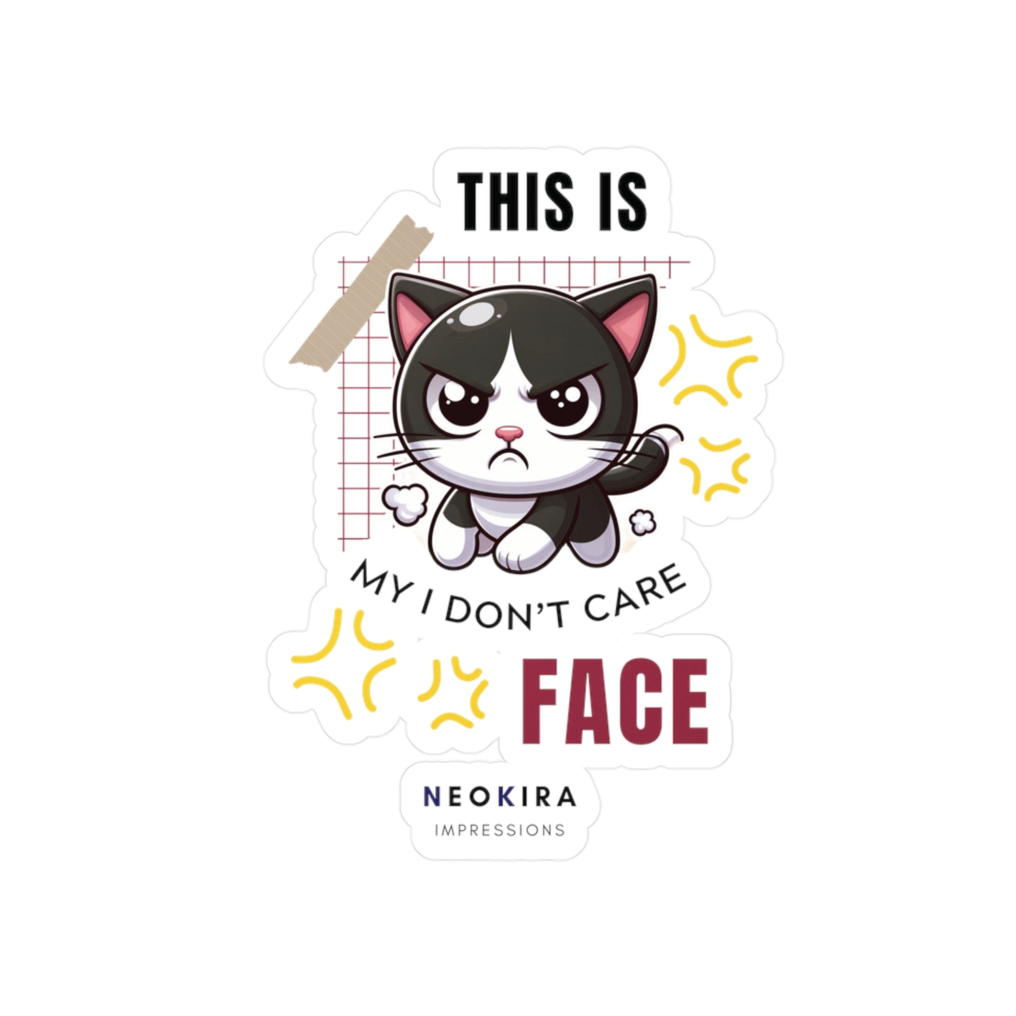 THIS IS MY I DON'T CARE FACE Kiss-Cut Vinyl Decals Paper products Printify   