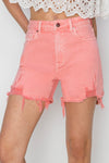 RISEN High Rise Distressed Denim Shorts Denim Shorts Trendsi Flamingo S 