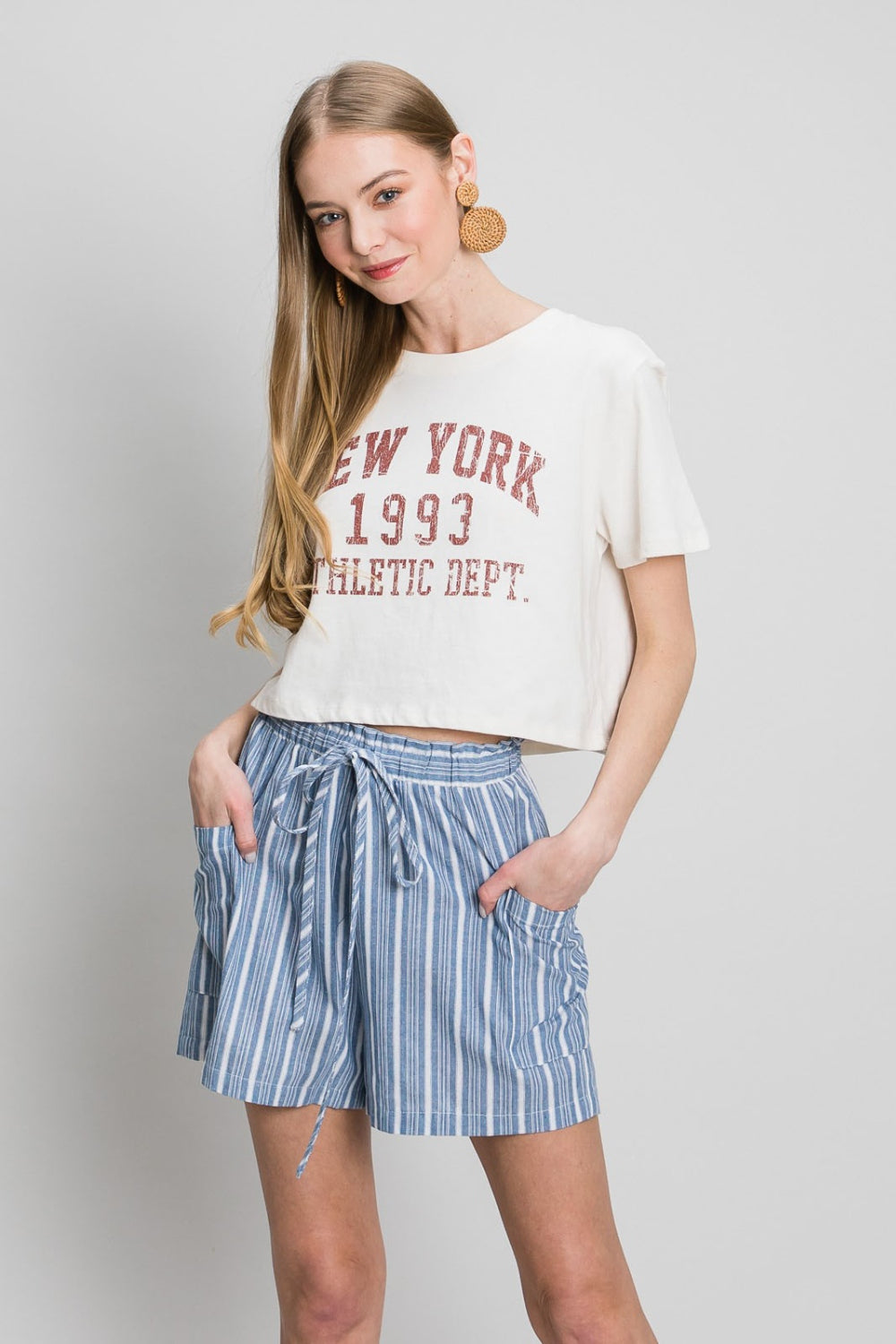 Cotton Bleu by Nu Label Yarn Dye Striped Shorts Shorts Trendsi Denim S 