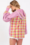 SAGE + FIG Full Size Plaid Print Washed Hoodie Hoodie Trendsi   