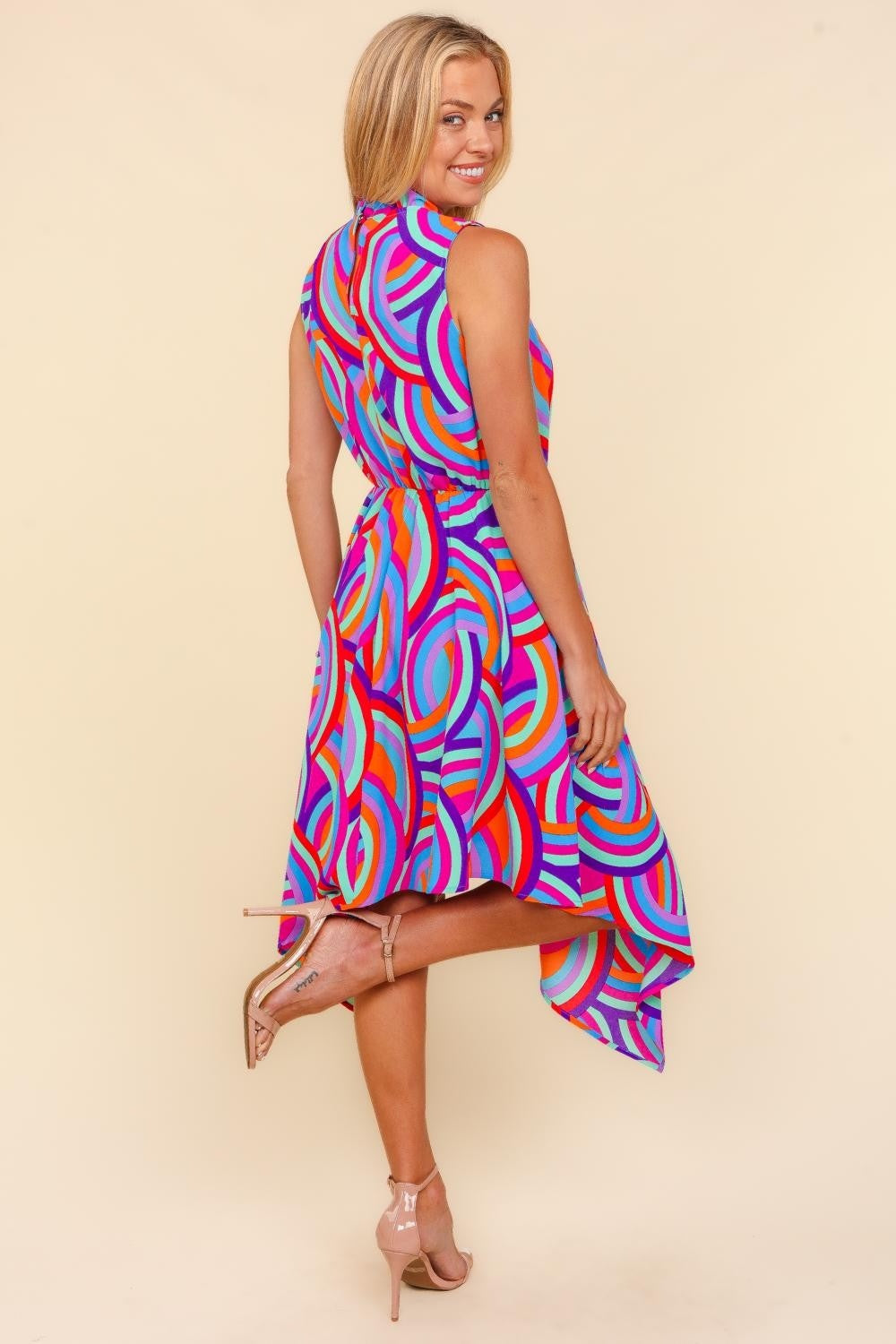 Haptics Full Size Mock Neck Sleeveless Printed Dress - NeoKira Unlimited