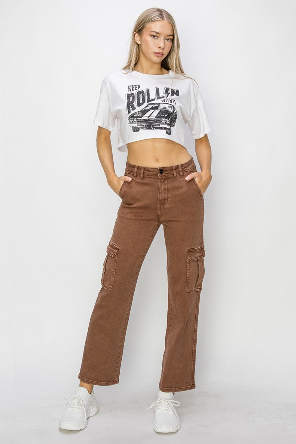 Risen Full Size High Rise Cargo Jeans - NeoKira Unlimited