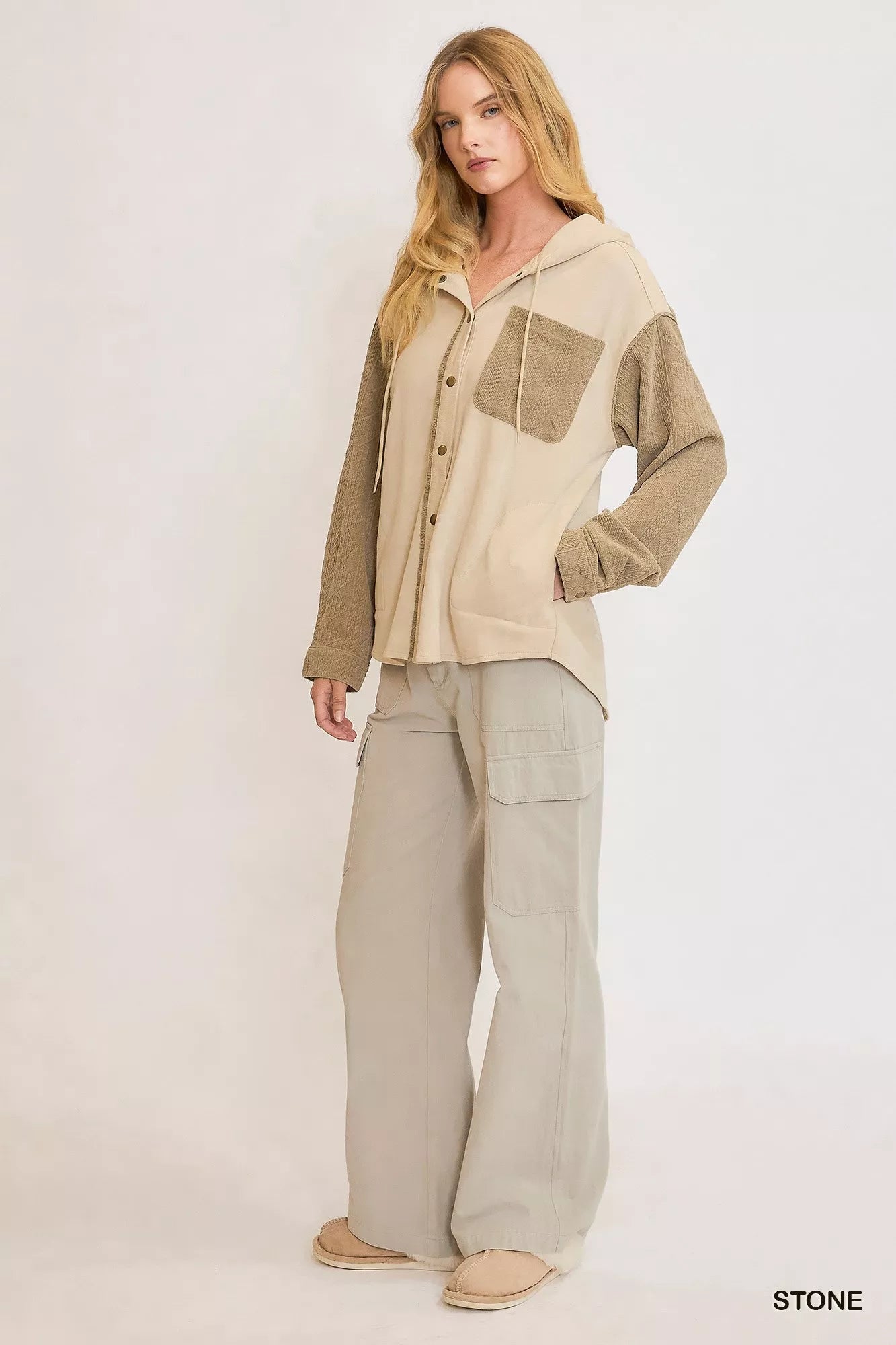 Umgee Washed French Terry Shacket Boho Casual Style - NeoKira Unlimited