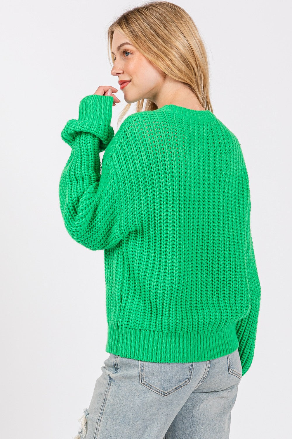 SAGE + FIG Round Neck Drop Shoulder Sweater - NeoKira Unlimited