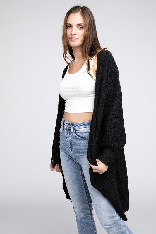 BiBi Twist Knitted Open Front Cardigan With Pockets Cardigan BiBi   