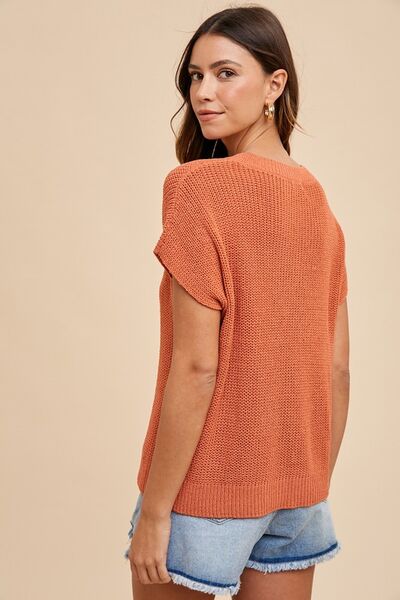 Annie Wear Round Neck Short Sleeve Sweater - NeoKira Unlimited