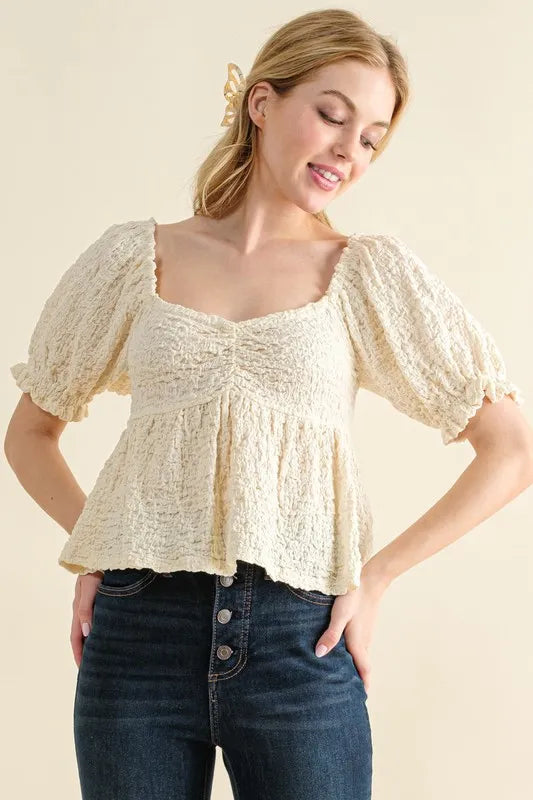 And The Why Lovely Textured and Smocked Top - NeoKira Unlimited