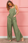 BiBi Ruched Wide Leg Overalls with Pockets Overalls Trendsi   