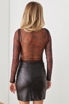 HERA COLLECTION Abstract Mesh Lace-Up Long Sleeve Bodysuit Bodysuit Trendsi   