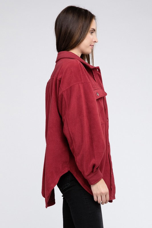 BiBi Fleece Buttoned Down Oversized Jacket Jacket BiBi   