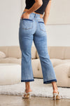 Judy Blue Full Size Release Hem Cropped Bootcut Jeans Jeans Trendsi   