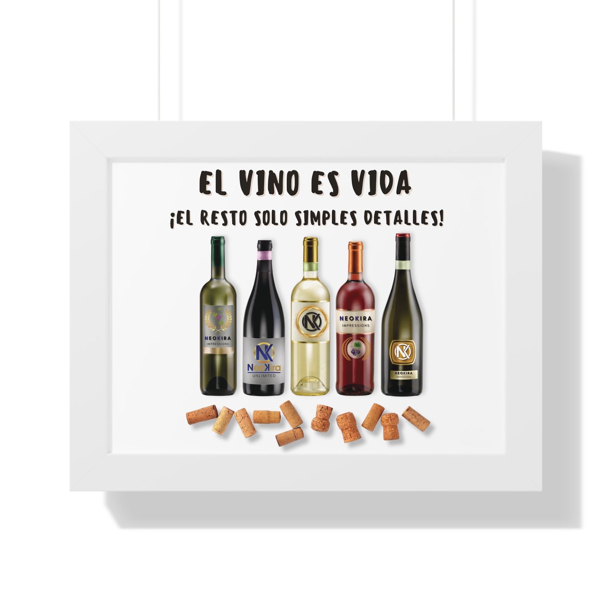 EL VINO ES VIDA Framed Horizontal Poster Poster Printify   