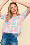 Haptics Flower Print Round Neck Short Sleeve T-Shirt T-Shirt Trendsi   