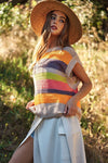 Crochet Multi Striped Pullover Knit Sweater Vest Sweater Vest Davi & Dani   