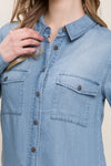 Love Tree Scooped Hem Button Up Denim Shirt Shirt Trendsi   