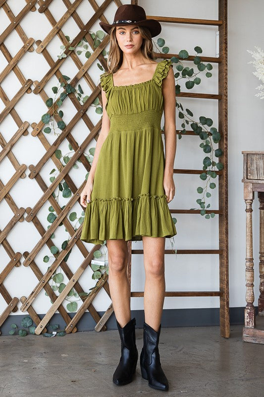 Jade By Jane Feminine Ruched Ruffle Mini Dress | Sleeveless Plus Size Style - NeoKira Unlimited