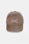 Zenana Bow Embroidered Washed Cotton Caps Caps Trendsi Mocha One Size 