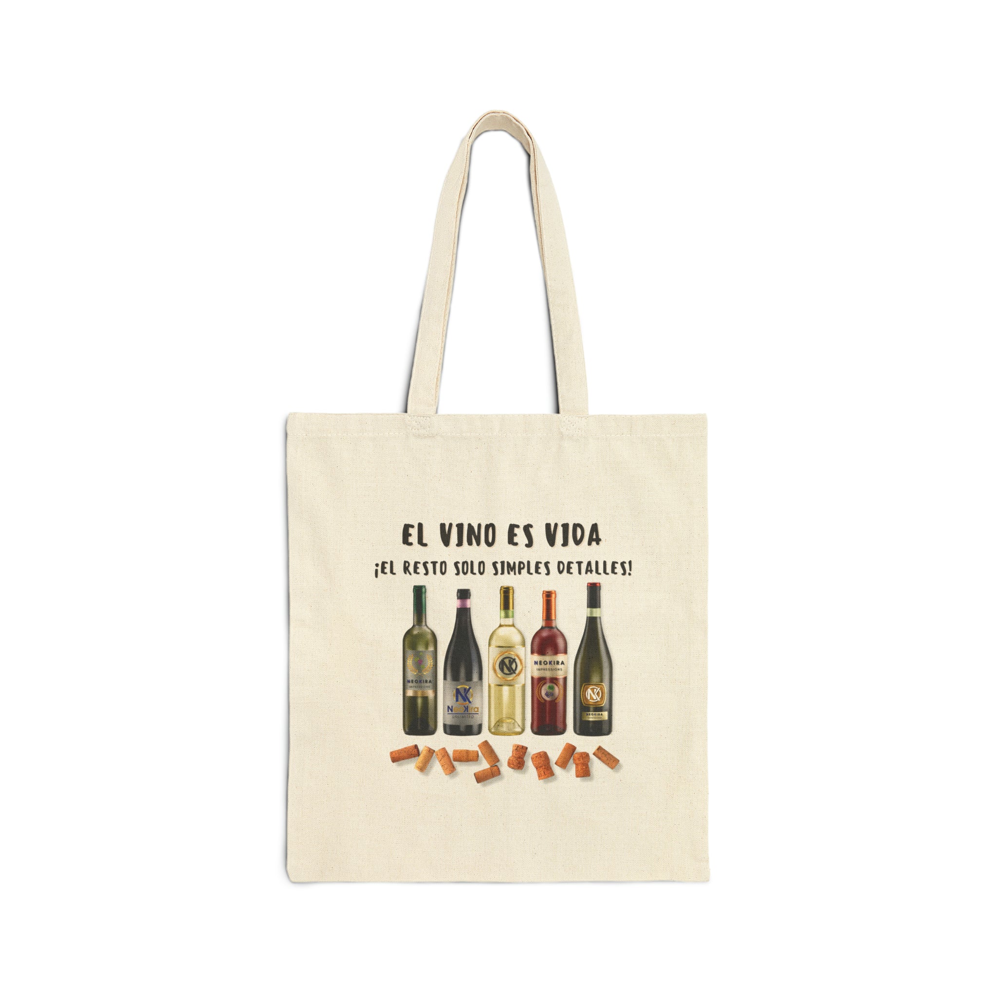 EL VINO ES VIDA Cotton Canvas Tote Bag Tote Bag Printify Natural 15