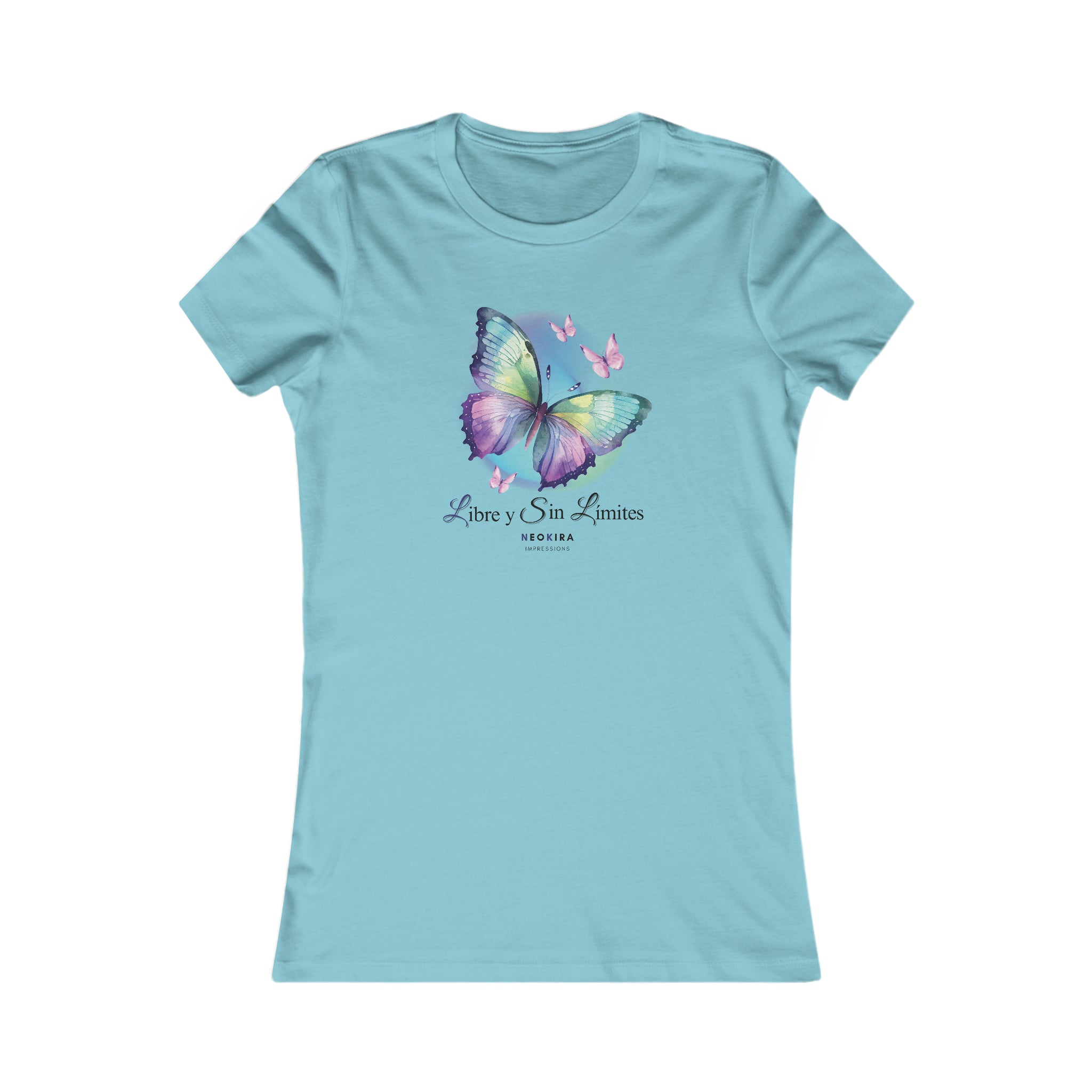 LIBRE BUTTERFLY Women's Favorite Tee T-Shirt Printify S Turquoise 