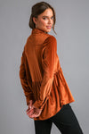 Umgee Peplum Button Up Long Sleeve Shirt