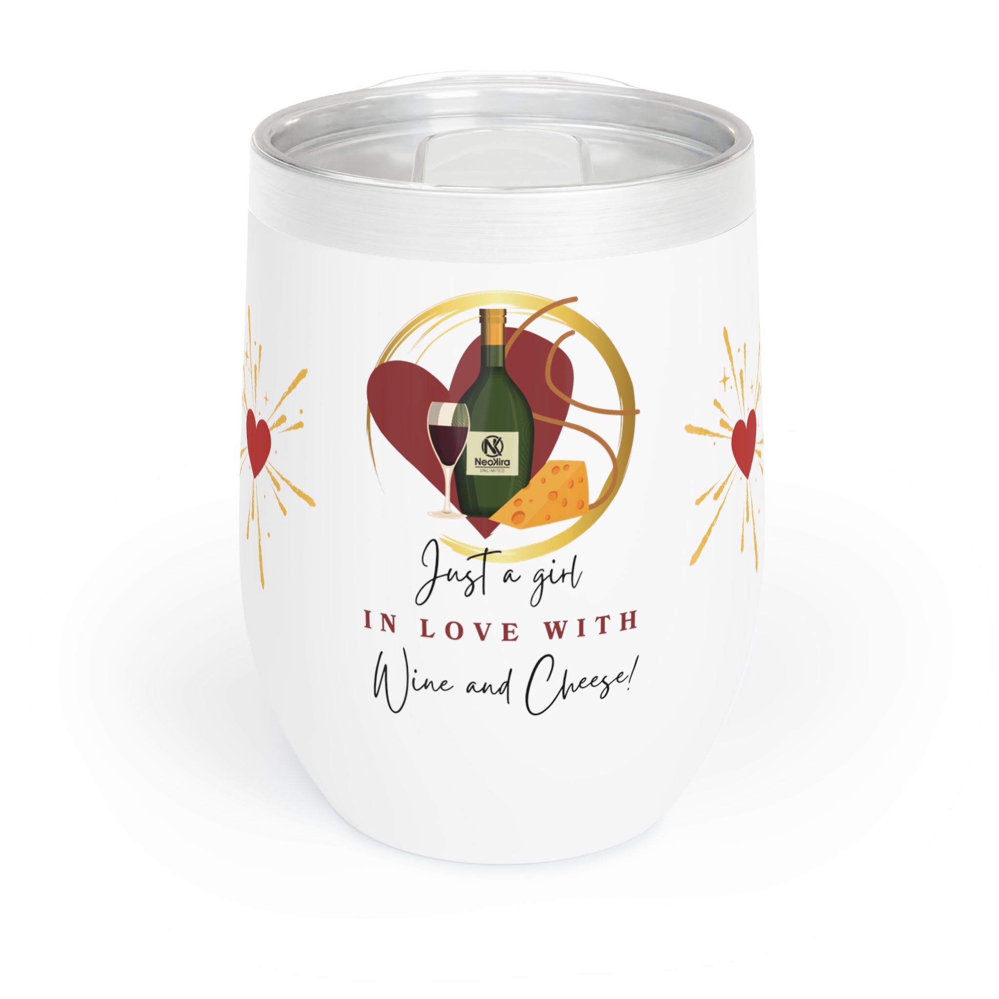 JUST A GIRL IN LOVE WITH WINE AND CHEESE Chill Wine Tumbler Wine Tumbler Printify   