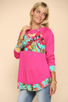 Celeste Full Size Tropical Print Long Sleeve T-Shirt Top Trendsi   