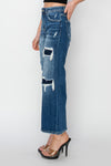 Risen Full Size High Rise Patch Detailed Wide Leg Crop Jeans Jeans Trendsi   