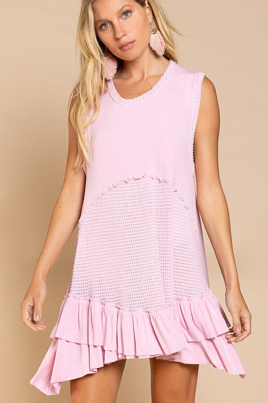 POL Sleeveless Ruffle Hem Dress Mini Dress POL CANDY PINK M 