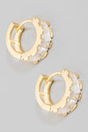 Fame Mini Rhinestone Huggie Hoop Earrings Huggie Earrings Trendsi Gold One Size 