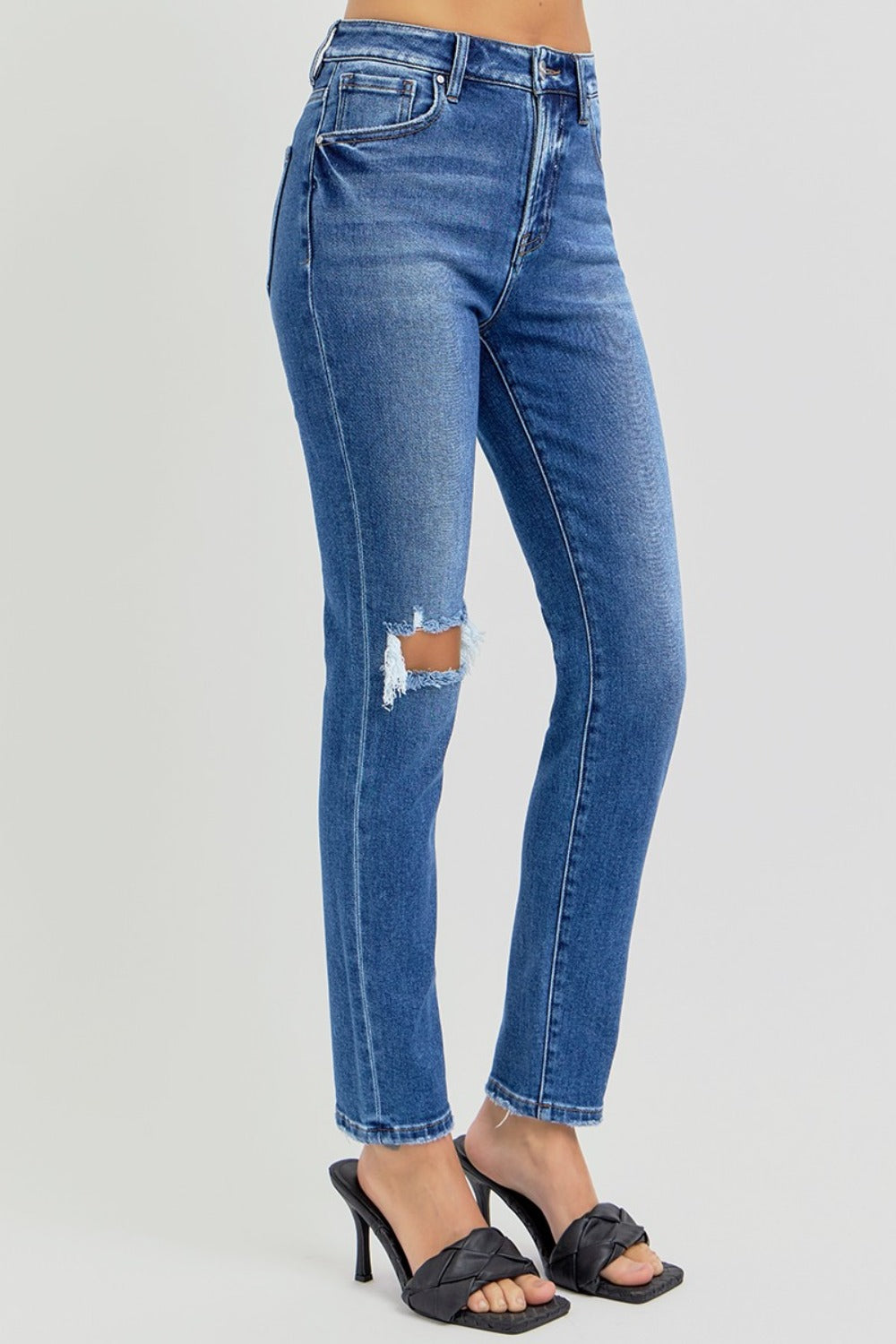 RISEN Full Size High Rise Ankle Skinny Knee Distressed Jeans - NeoKira Unlimited