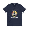 TIME TO WINE DOWN Unisex Jersey Short Sleeve V-Neck Tee T-Shirt Printify S Navy 