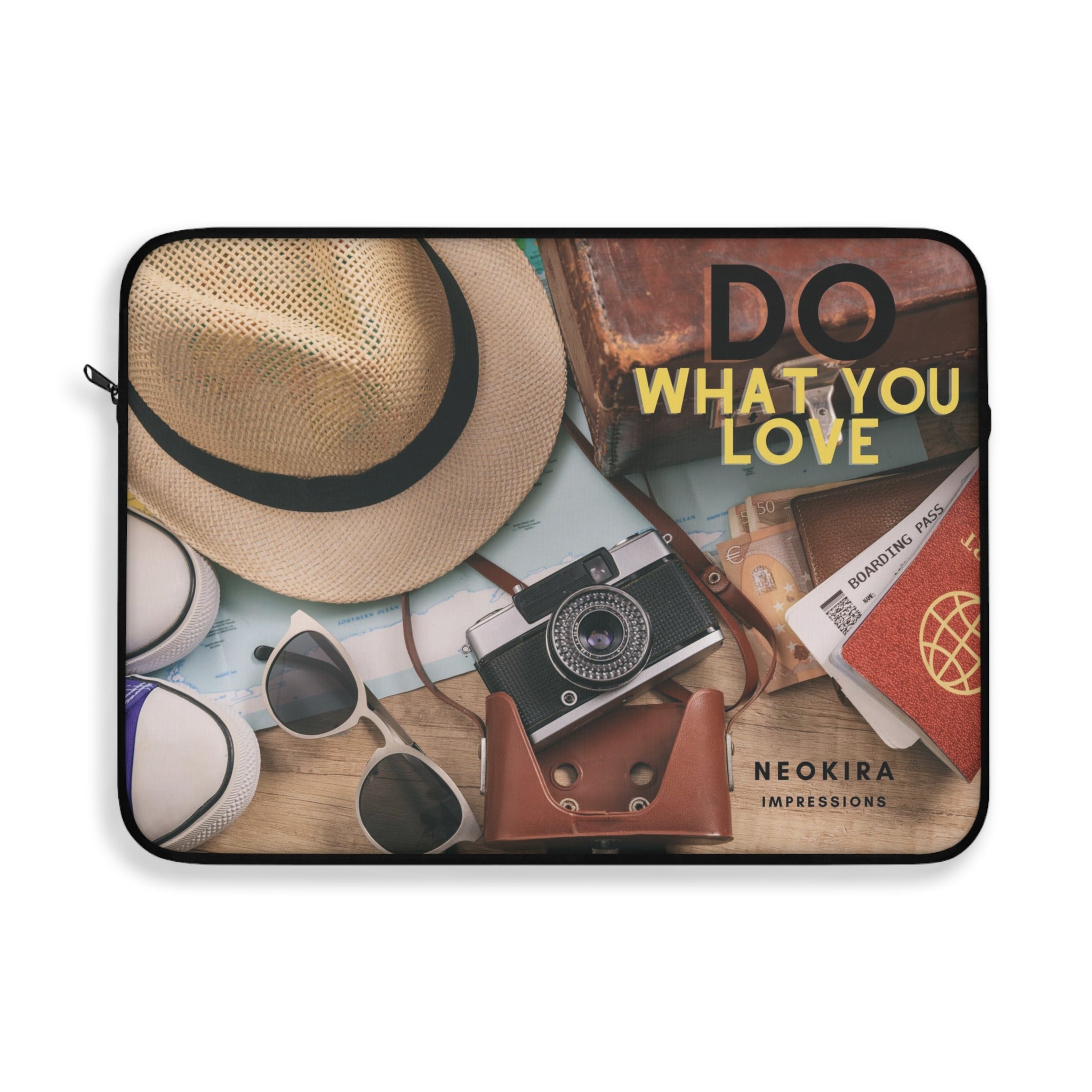 LOVE PHOTOGRAPHY AND TRAVEL Laptop Sleeve Laptop Sleeve Printify 15