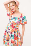 And The Why Square Neck Puff Sleeve Floral Dress Mini Dress Trendsi   